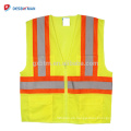 Benutzerdefinierte Neon Gelb High Visibility Reflektierende Sicherheitsweste mit Taschen und Reißverschluss Atmungsaktives Mesh Heavy Duty Workwear